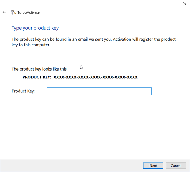 Typing the product key.