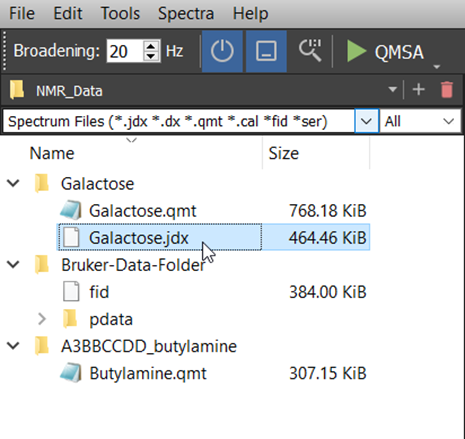 Choosing a spectrum file