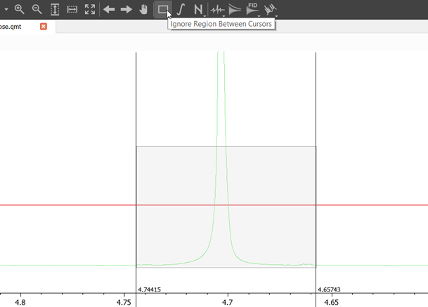 Signals can be removed via Ignore Region Between Cursors button.