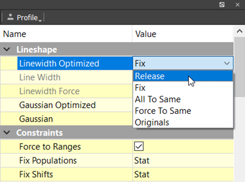 Having released line widths run Total Line Shape Fitting again.