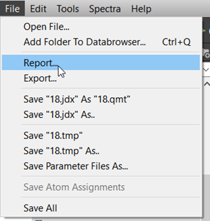 Report results via File menu.