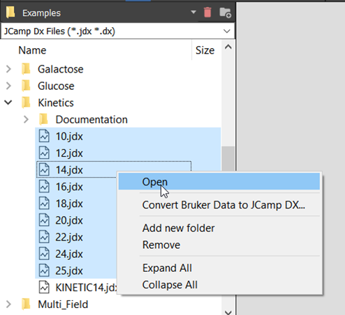 Select spectrum files you want to integrate in the Data Browser.