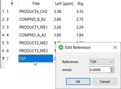 The reference integral is editable by double clicking the title.