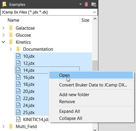 Select spectrum files you want to integrate in the Data Browser.