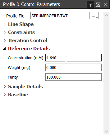 Concentration of the reference