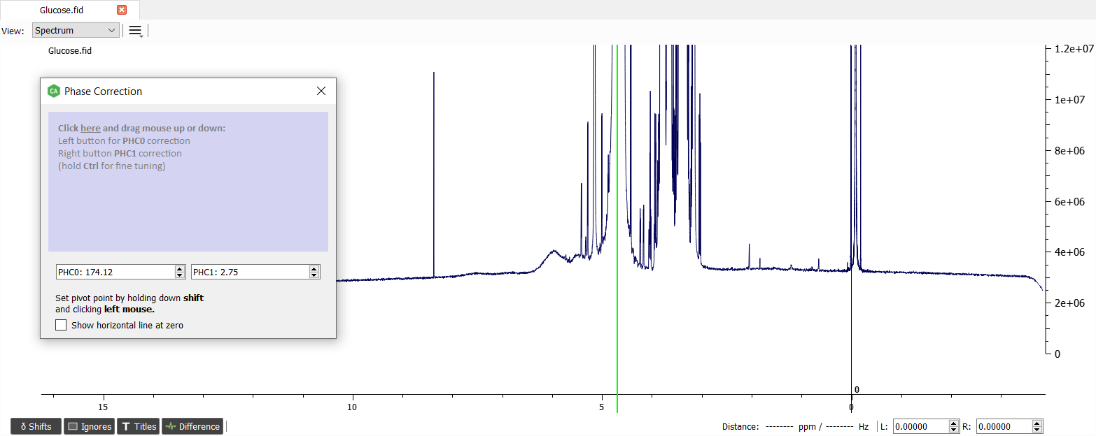 The phase corrected spectrum