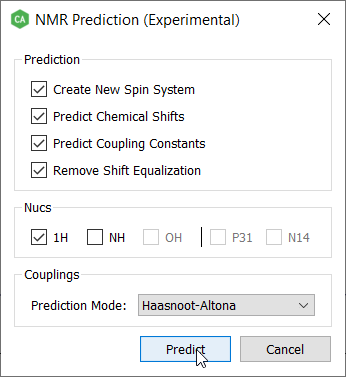 Nmr prediction window
