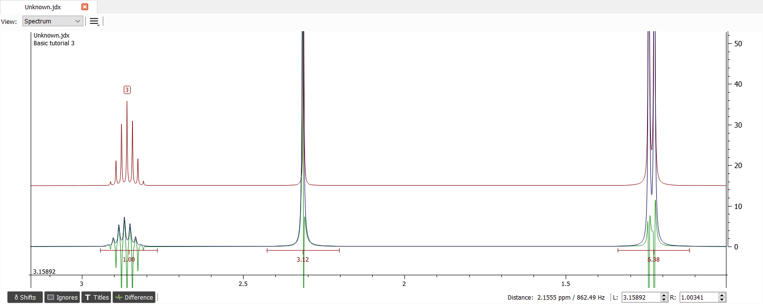 Simulated spectrum with spin particle type of '1*2*3'